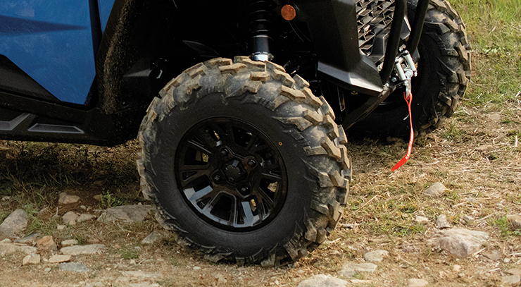 TOUGH ALL-TERRAIN TYRES AND ALL ALUMINIUM WHEELS